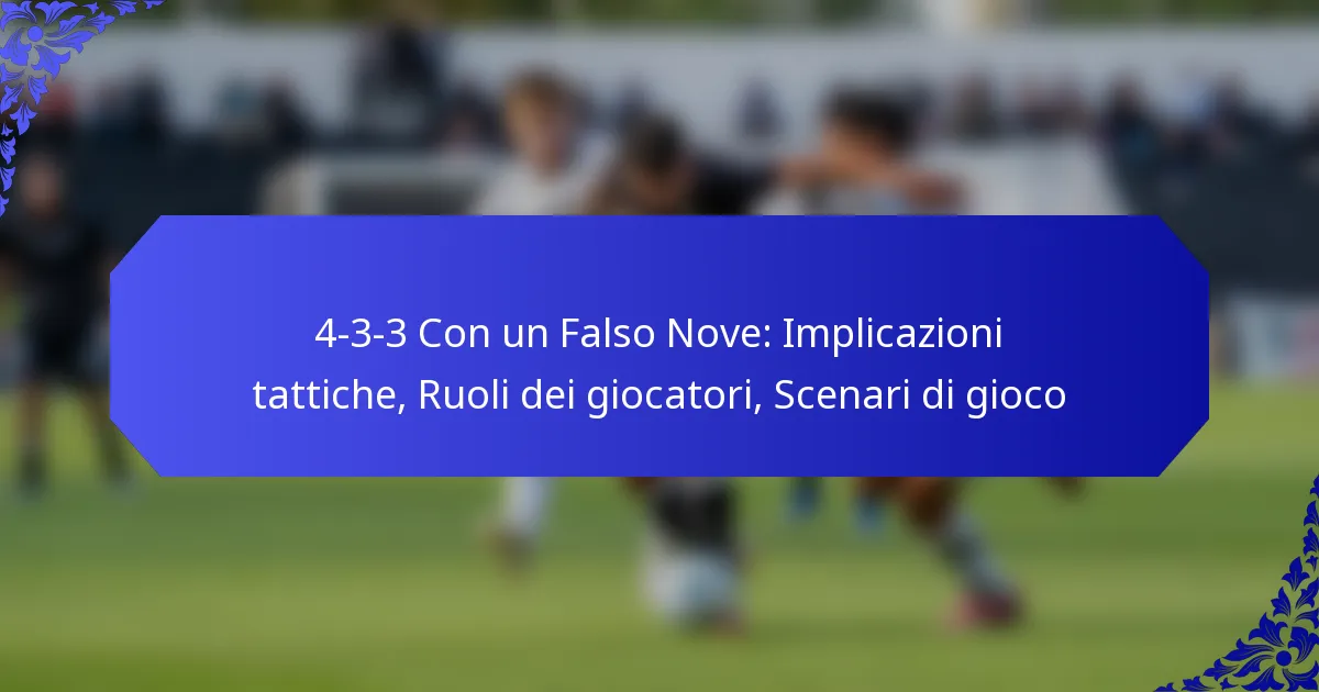 4-3-3 Con un Falso Nove: Implicazioni tattiche, Ruoli dei giocatori, Scenari di gioco