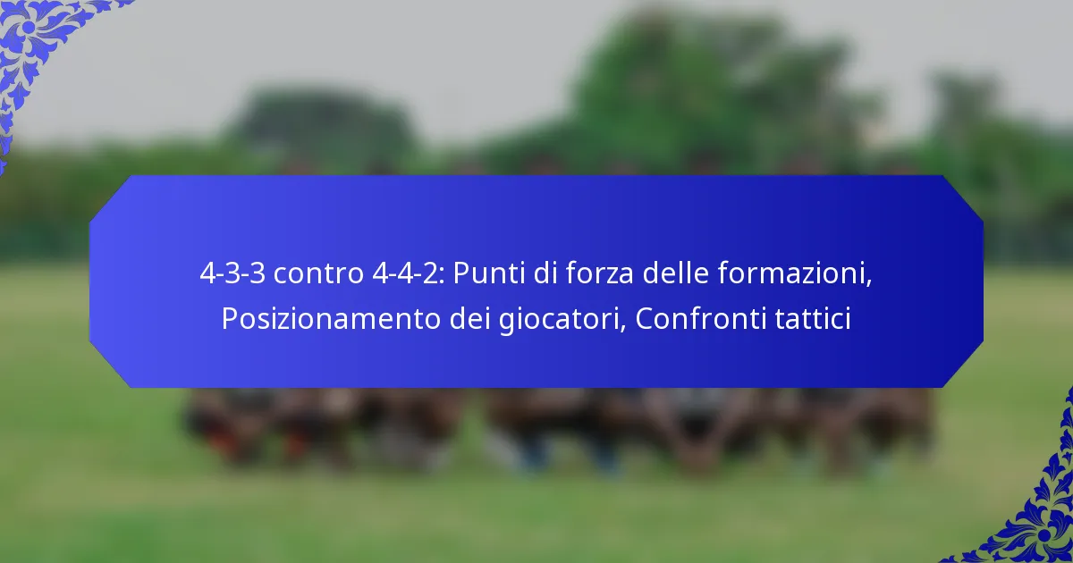 4-3-3 contro 4-4-2: Punti di forza delle formazioni, Posizionamento dei giocatori, Confronti tattici