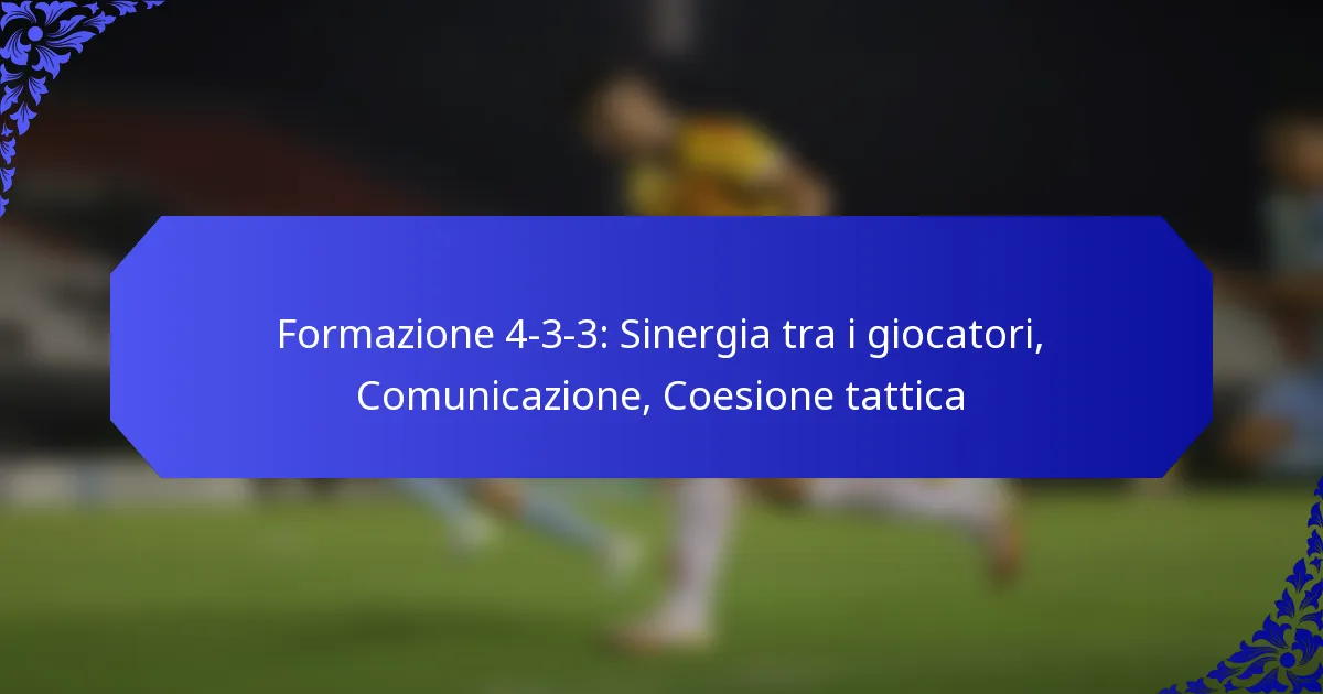 Formazione 4-3-3: Sinergia tra i giocatori, Comunicazione, Coesione tattica