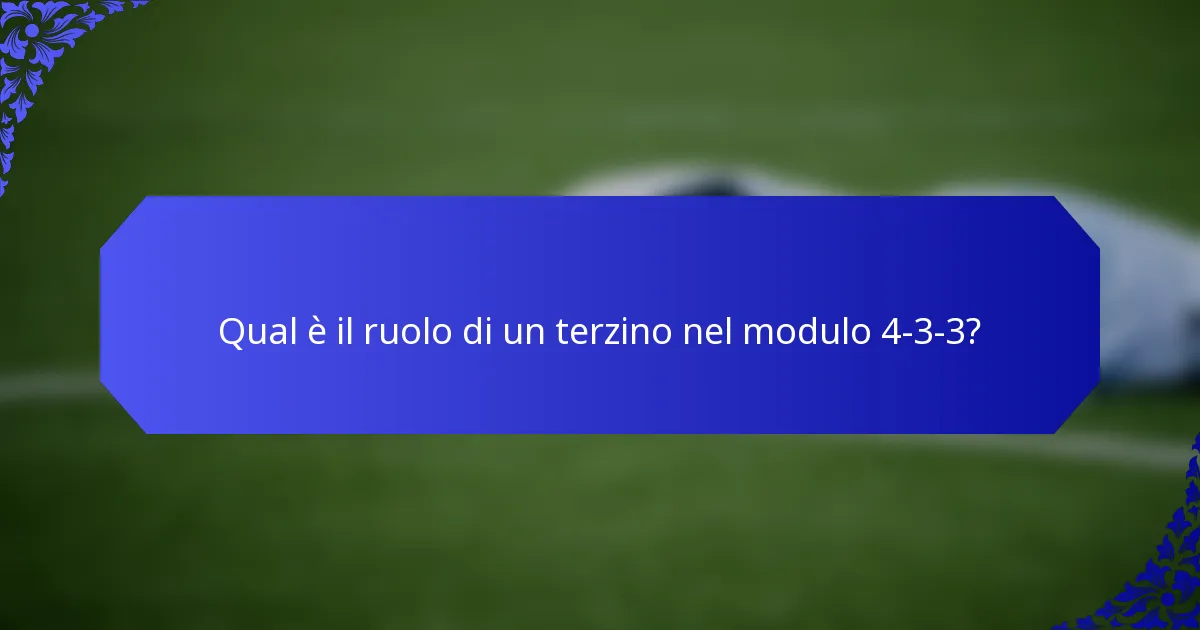 Qual è il ruolo di un terzino nel modulo 4-3-3?